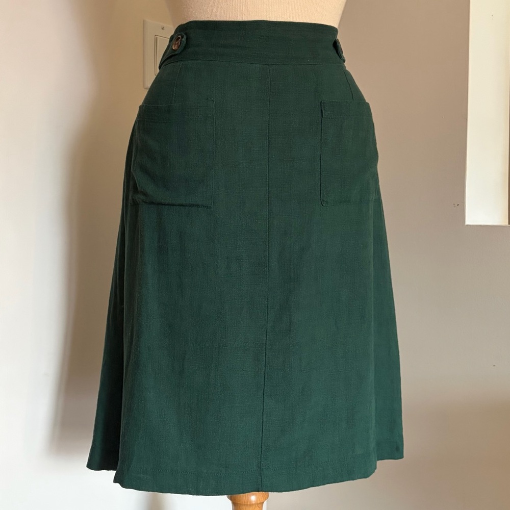 ModCloth Green Linen Blend Skirt